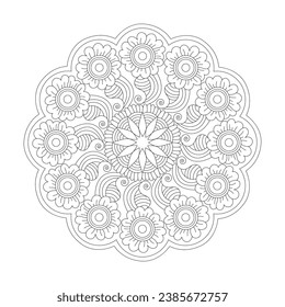 Nature's Nectar rotate coloring book mandala page for kdp book interior, Ability to Relax, Brain Experiences, Harmonious Haven, Peaceful Portraits, Blossoming Beauty mandala design.