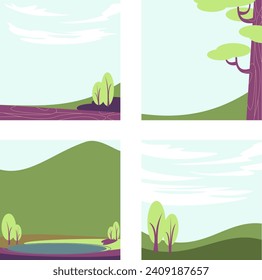 Nature's Palette: Simple, Bold Vector Elements on Clean Background.