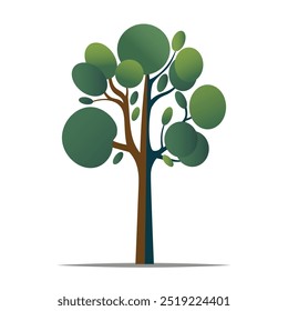 Nature's Tree vector art illustration featuring a vibrant green trunk with blue leaves, symbolizing growth, renewal, and the beauty of nature.