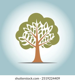 Nature's Tree vector art illustration featuring a vibrant green trunk with blue leaves, symbolizing growth, renewal, and the beauty of nature.