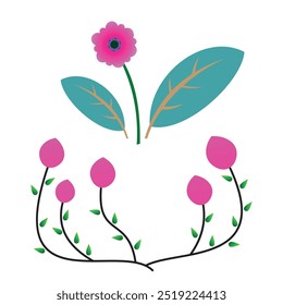 Nature's Tree vector art illustration featuring a vibrant green trunk with blue leaves, symbolizing growth, renewal, and the beauty of nature.