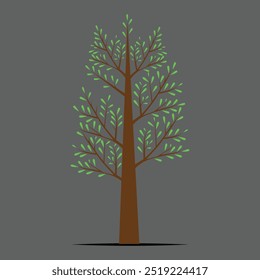 Ilustración del Arte vectorial del árbol de Naturaleza con un tronco verde vibrante con hojas azules, que simboliza el crecimiento, la Renovación y la belleza de la naturaleza.