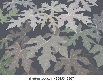 A nature-themed background design featuring leaves with five unique branches.