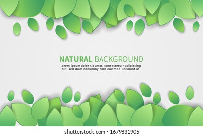 nature-themed background with green leaves scattered.vector eps10.