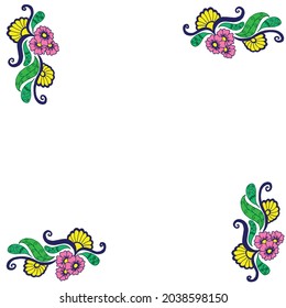 Nature-themed frame adorned with decorative floral patterns. Versatile for design templates, artistic borders, or enhancing creative projects with natural elements