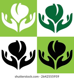 Nature-themed Logo Design Idea with hand-shaped elements growing a tree. Suitable for eco brands, plant shops, or green energy companies. Comes in EPS editable format.
