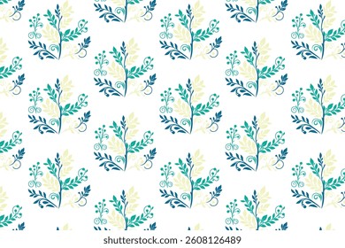 nature-themed seamless floral layout with ornate leaves and foliage bunches ideal for wrapping, card, and surface print

