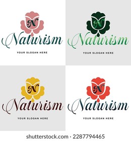 Naturism vector lettering illustration with gradient color company, business, advertising, icon and print concept for logo design