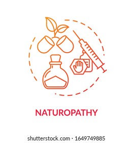 Naturopathy concept icon. Alternative and conventional medicine idea thin line illustration. Traditional treatment with natural, organic remedies. Vector isolated outline RGB color drawing