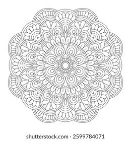 Naturs Nectar rotate mandala coloring book page, vector file, wall art, simple mandala art, Design for a wallpaper Paint shirt and tile Sticker Design, vector file