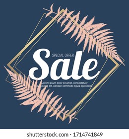 Natutal Sale Background with Fern Leaf Vector Illustration EPS10