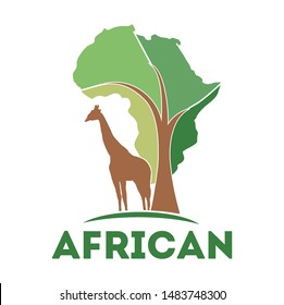 natute tree and animal with africa maps logo