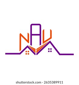 NAU Real State logo design, NAU simple and modern logo. NAU luxurious alphabet design  