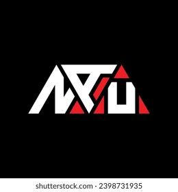 NAU triangle letter logo design with triangle shape. NAU triangle logo design monogram. NAU triangle vector logo template with red color. NAU triangular logo Simple, Elegant, and Luxurious design.