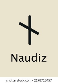 Naudiz Runes. Vollständige Sammlung des Runenalphabets, Futhark. Schreibt alte Deutsche. Mystische Vektorsymbole. 
Esoterische, okkulte, magische Illustration für Tattoos.
