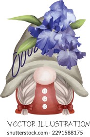 Naughtistisches Gnome mit Blumen Aquarell