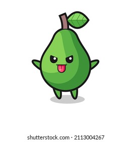 naughty avocado character in mocking pose , cute style design for t shirt, sticker, logo element
