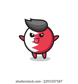 naughty bahrain flag badge character in mocking pose , cute style design for t shirt, sticker, logo element