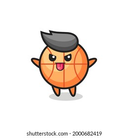 travieso personaje de baloncesto en pose burlona , diseño de estilo lindo para camiseta, pegatina, elemento logo