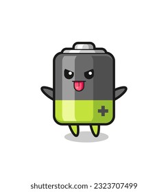 naughty battery character in mocking pose , cute style design for t shirt, sticker, logo element