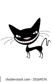 Naughty black cat with a big smile