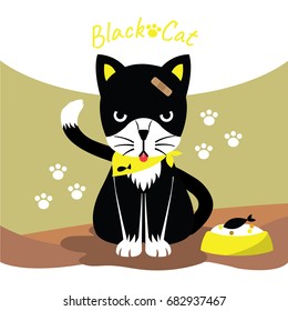 naughty black cat character