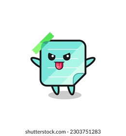 naughty blue sticky notes character in mocking pose , cute style design for t shirt, sticker, logo element