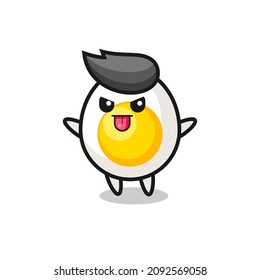 naughty boiled egg character in mocking pose , cute style design for t shirt, sticker, logo element