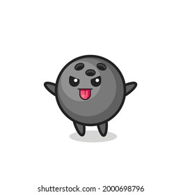 naughty bowling ball character in mocking pose , cute style design for t shirt, sticker, logo element