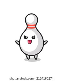 naughty bowling pin character in mocking pose , cute style design for t shirt, sticker, logo element