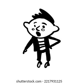 Naughty boy. A hand-drawn cute character. Vector doodle illustration.