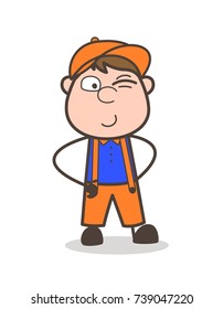 Naughty Boy Winking Eye Face Vector