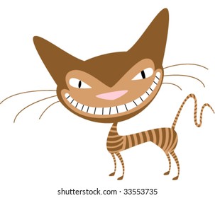 Naughty brown striped cat with a big smile