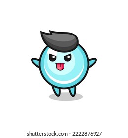 naughty bubble character in mocking pose , cute style design for t shirt, sticker, logo element