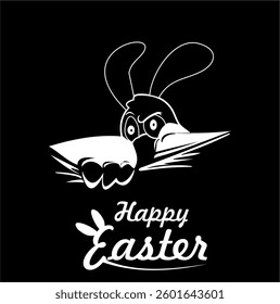 naughty bunny easter logo design vector