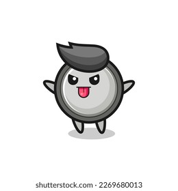 naughty button cell character in mocking pose , cute style design for t shirt, sticker, logo element