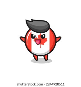 naughty canada flag badge character in mocking pose , cute style design for t shirt, sticker, logo element