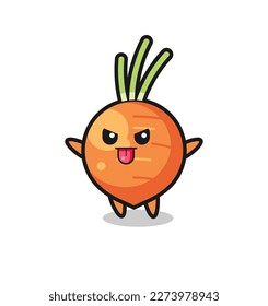 naughty carrot character in mocking pose , cute style design for t shirt, sticker, logo element
