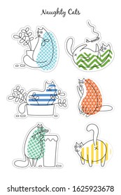 Naughty cats 6 vector stickers