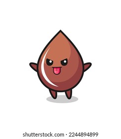 naughty chocolate drop character in mocking pose , cute style design for t shirt, sticker, logo element