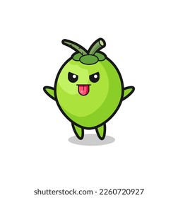 naughty coconut character in mocking pose