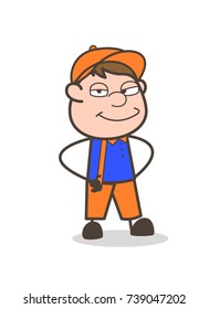 Naughty Cunning Smiling Man Face Vector Illustration