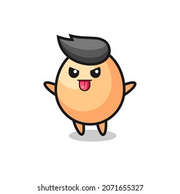 naughty egg character in mocking pose , cute style design for t shirt, sticker, logo element