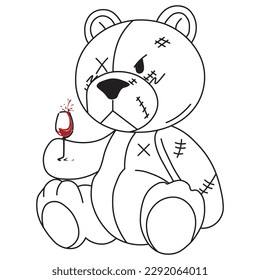 Naughty and evil teddy bear