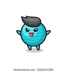 naughty exercise ball character in mocking pose , cute style design for t shirt, sticker, logo element