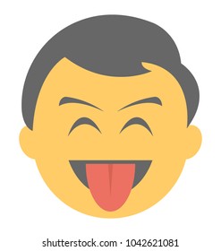 
Naughty expression through emoticon icon
