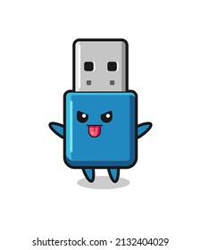 naughty flash drive usb character in mocking pose , cute style design for t shirt, sticker, logo element