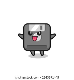 naughty floppy disk character in mocking pose , cute style design for t shirt, sticker, logo element