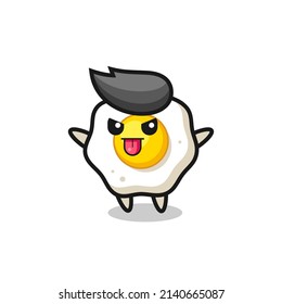 naughty fried egg character in mocking pose , cute style design for t shirt, sticker, logo element