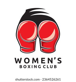 Naughty and funny logo expression for women's boxing club by  using boxing gloves as a women's hip or butt portion.
